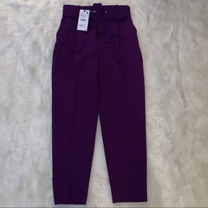 Zara Purple Belted Pants
